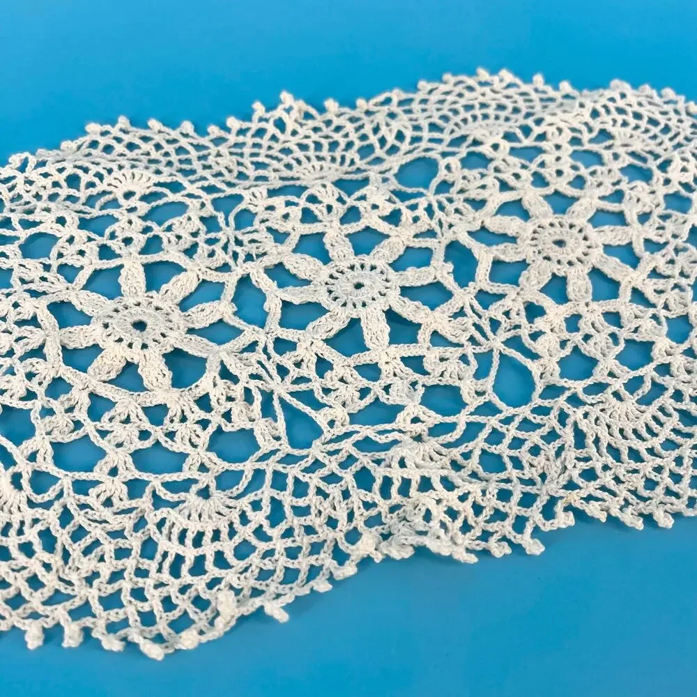70s Crochet Doily Oval Cottage 1970s Vintage
